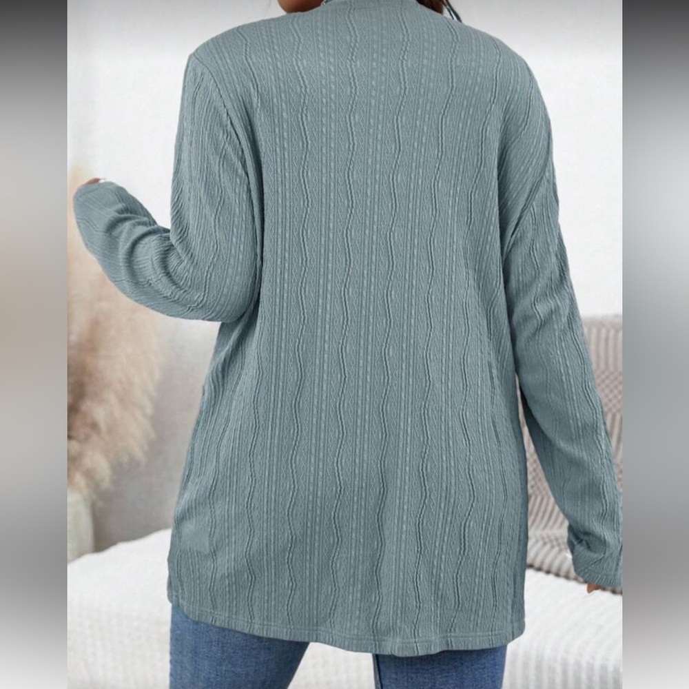 Women's Blue Open-Front Sweater Plus Sz 16 nwt - Picture 2 of 5